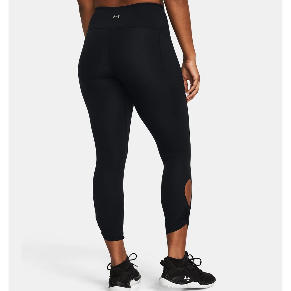 Under‎ Armour Leggings L Black High Rise Cropped Pilates Clean Girl Athleisure